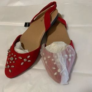 Red slingback flats